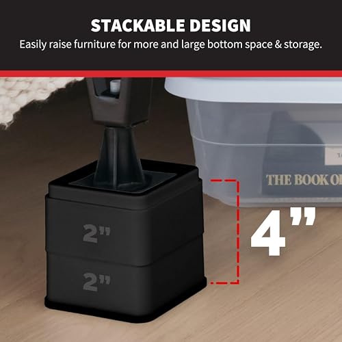 iPrimio Bed Risers 2 Inch - Square, 2 Inch Lift, Heavy Duty, 6 Pack, Up to 10000lbs - Bed Raising Blocks, Furniture Risers - Safe, Sturdy Bed Lifts for College Dorm Rooms, Couches, Tables, Desk Riser - Thumbnail 6
