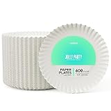 JOLLY PARTY 8.5 inch Paper Plates Uncoated,600 Count Everyday Disposable Plates, Light Weight Paper Plates White, Round Dinner Paper Plates, Large Paper Plates Lunch, for Home and Office