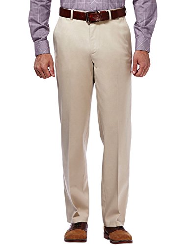 Haggar Clothing Men's Sustainable Stretch Chino Flat Front Straight Fit Pants