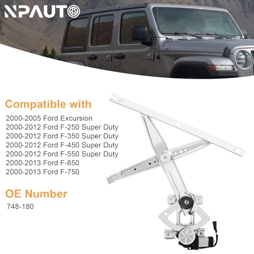 Image of Front Driver Side Power Window Regulator with Motor fit for Ford F250 F350 F450 F550 Super Duty, F650 F750 2000 2001 2002 2003 2004 2005 2006 2007 2008 2009 2010 2011 2012, Excursion 00-05, Left