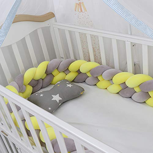 amAng Protector Trenzado para Cuna, Protector para Cuna, Protector de Parachoques para Cuna, protección 100% algodón, Protector para Dormir para recién Nacidos y niños, R, 3.6M