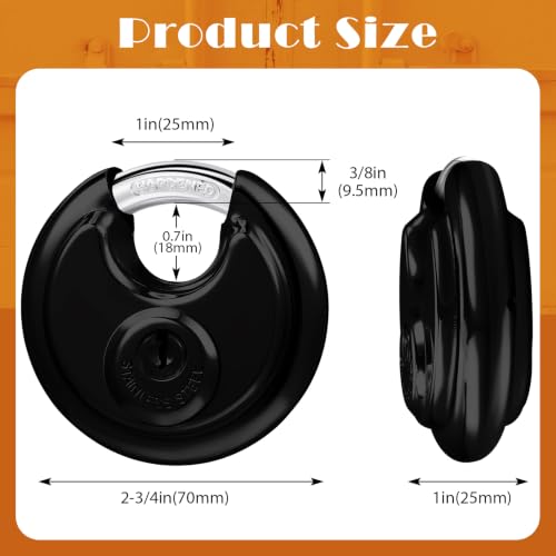 Image of Chumia 16 Pack Padlocks Keyed Alike, Stainless Steel 2-3 /4 inch Wide, 3 /8 inch Shackle Disc Locks for Outdoor, Storage Units, Garages, Gym Lockers(Black)