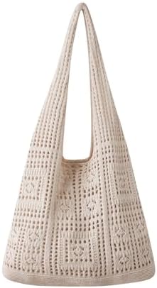 Knitted Shoulder Tote Bag Large Crochet Beach Bag Hobo Bag Aesthe...