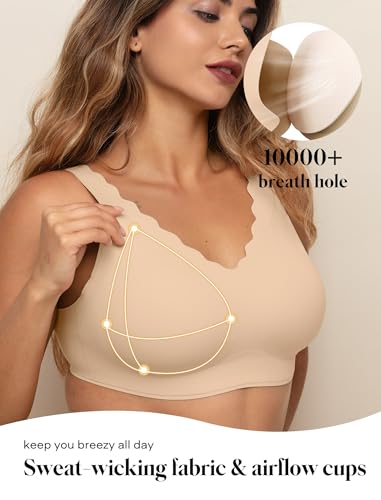 COMFELIE Scalloped Bras for Women No Underwire Supportive Bralettes Smooth Comfort Seamless Everyday Bras Nude S — view 4