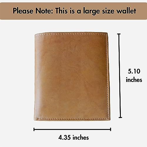 ag wallets Men's RFID Genuine Leather European Bifold Wallet Hipster 2 ID Windows Tan4
