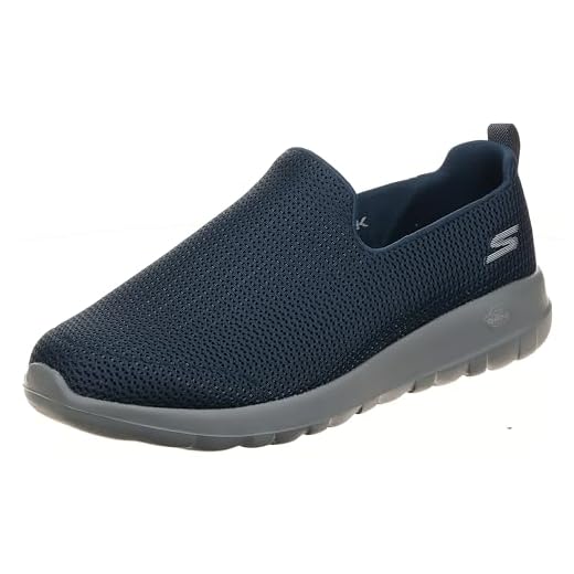 Skechers Tênis de caminhada masculino Go Walk Max-atlético Air Mesh Slip on, Azul-marinho/cinza, 15
