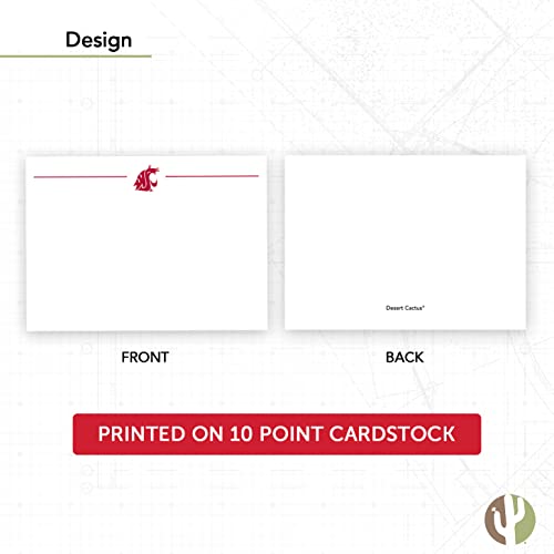 Image of Desert Cactus Washington State University Notecards 10 Pack Stationery Cardstock WSU Cougars Cougs Includes Envelopes Memo Party Thank You (Notecard 1a)