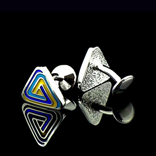 Mancuernillas de hombre KnBoB triángulo esmalte plata miniatura 4