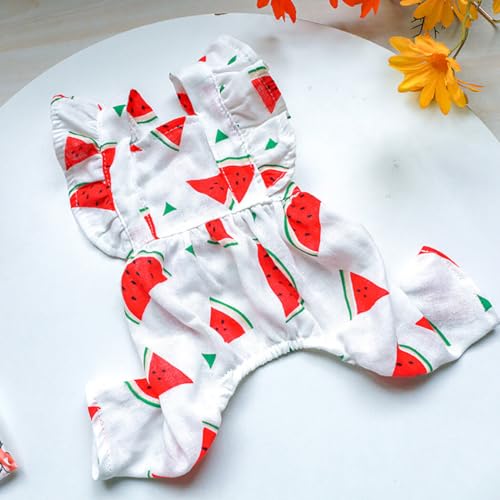 Vestido de verão para cães com estampa de melancia: adorável roupa de festa leve para caninos - pron