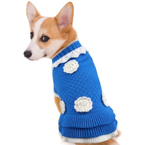Cyeollo Hundepullover Für Kleine Hunde – Strickpullover Mit Leinenloch & Rollkragen, Größe S