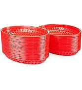 60 Cestini Ovali Fast Food In Plastica - 23x14.5x4 Cm - Per Hamburger, Patatine, Panini