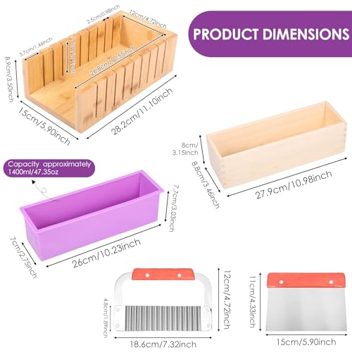 Miniatura 7 de Juego De 5 Moldes De Jabón De Silicona De 1400 Ml Con Caja De Madera Para Herramientas De Bricolaje Para Hacer Tartas De Chocolate Y Pudín