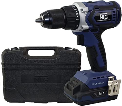 Akkuschrauber 20V Brushless Technologie, Akku 2.0 Ah Akkus, 46Nm Max, 2 Gänge, 25+1 Drehmomentstufen, 3-stufige Akku…