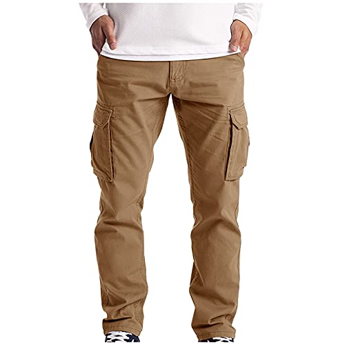 Pants for Men Sweatpants,Men's Cargo Trousers Work Wear Combat Safety Cargo 6 Pocket Full Pants,Men's Classic-fit Flat-Front Chino Pant Relaxed Fit Cargo Pant Extreme Comfort Straight Fit Pant Khaki