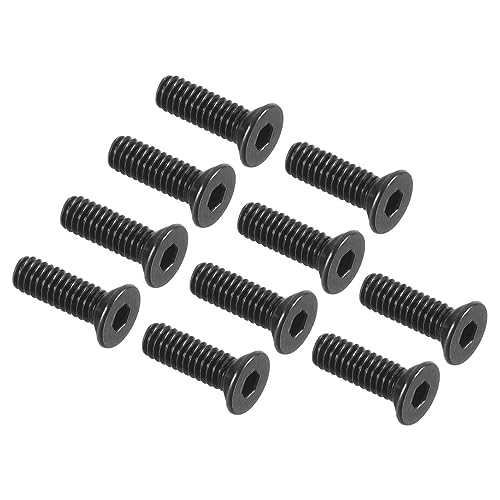 QUARKZMAN M2.5 x 8mm Hex Douille Plat Tête Fraisée Vis x 50PCS 10.9 Acier au carbone Douille Tête Bouchon Vis Boulons pour Machines et Meubles, [Noir]