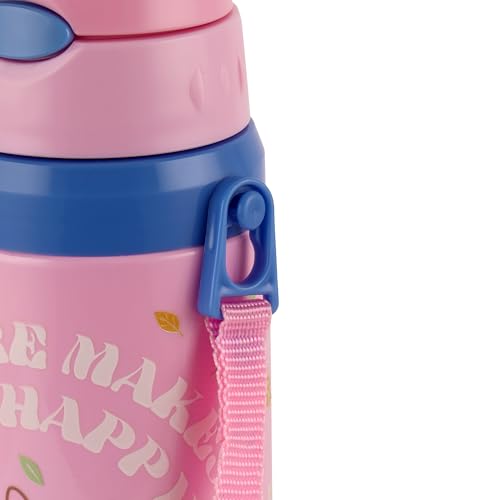 Image of CELLO Kidzbee Autumn 600 Daisy Duck Design Insulated Kids Sipper Water Bottle 600 ml | Food Grade, 3D Touch & Feel Design, BPA Free, Leakproof Easy Press Open Flip Top Cap Insulated Kids Water Bottle