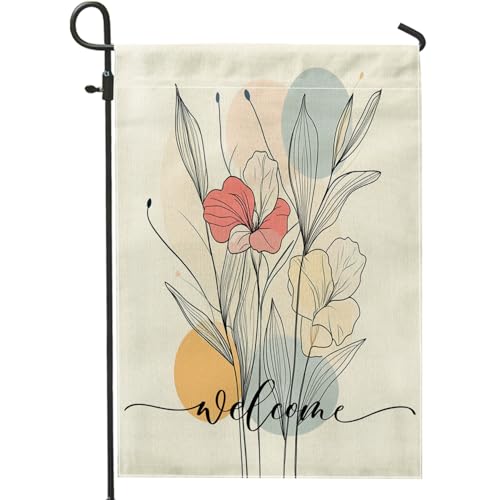 Drapeaux de jardin bohèmes en forme de glaïeul 30,5 x 45,7 cm double face pour décoration extérieure, fleurs vintage, cour, petits drapeaux de maison, drapeaux esthétiques en toile de jute florale