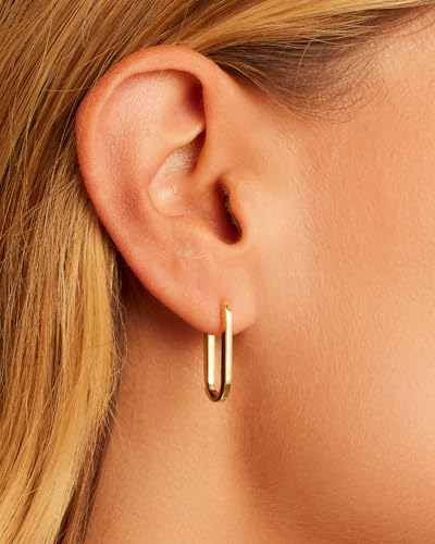 gorjana - Parker Huggies 7/8" Drop - 18k Gold Plated - Stylish Paper Clip Design - Surgical Steel Post - High-Shine Finish - Secure Hinge Closure - Daily Earring Wear3