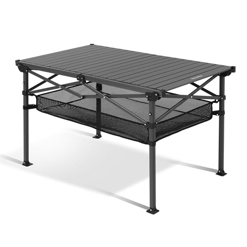 Naturehike Mesa Plegable de Camping, Área Espaciosa para 4-6 Personas, Mesa de Aluminio Portátil para Aire Libre, Camping, Picnic, Playa, Bolsa de Transporte