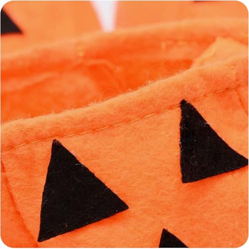 KRUMAD Halloween Kürbis Tasche für Süßigkeiten Kinder 28cm, Stoff Eimer Trick or Treat, Halloween Deko Kürbis Schale Beutel, Süßigkeiten Korb für Halloween Party Kostüm Accessoires