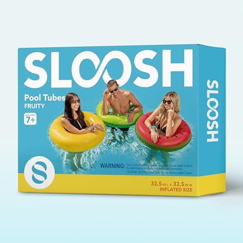 joyin inflatable swim tube raft 3 pack with summer fruits painting pool toys for swimming pool party decorations