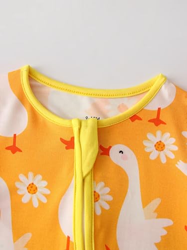 Joonberry Infant Baby Girl Clothing Bamboo Rayon Footies, Newborn outfit Footed Long Sleeve Jumpsuit with Zipper and Mitten Cuffs (Goose, 1-3M) — view 3