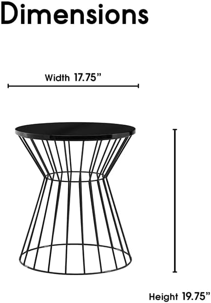 Miniatura 3 de Pemberly Row Mesa auxiliar moderna de metal con tapa redonda en color negro