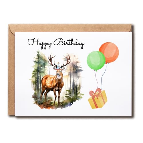 SNMDesigns Funny Deer With Balloons Card