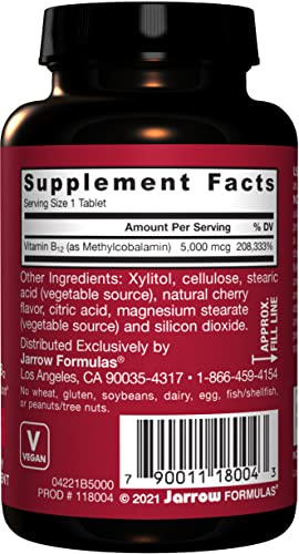 Jarrow-Formulas-Methyl-B-12-5000-mcg-60-Chewable-Tablets-Cherry-Bioactive-Vitamin-B12-Supports-Energy-Production-Brain-Health-Metabolism-Gluten-Free-Pink-60-Servings