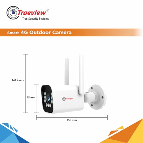 Trueview 3mp 1296p HD All Time Color 4G Sim Based Bullet CCTV Security Camera for Home, Shop, Office, Farm, and Construction Site | IP66 Waterproof Rating | with 9 IR LED 8 419P3lIqbsL