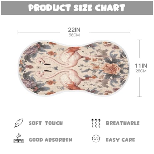 Floral Flamingo Beige Baby Burp Cloths Muslin Burp Cloths Soft Burp Cloth Burp Rags Cotton Burp Clothes Absorbent for Boy Newborn Girl Unisex 1 Pack 22x11 Inches2