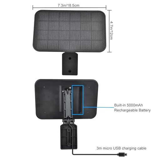 Solar Panel Compatible with Blink Outdoor 4 (4th Gen)/Blink Outdoor and Blink XT/XT2 Camera,9.84Ft Outdoor Power Cable and Built-in 5000mAh Rechargeable Battery for Security Camera Outdoor - Thumbnail 4