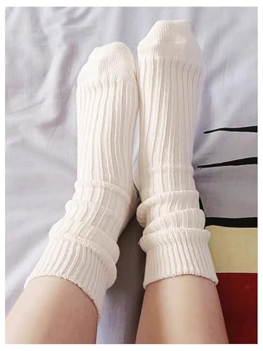 SHENHE Women's 1 Pair Knit Slouchy Breathable Solid Soft Mid Calf Slouch Crew Socks4