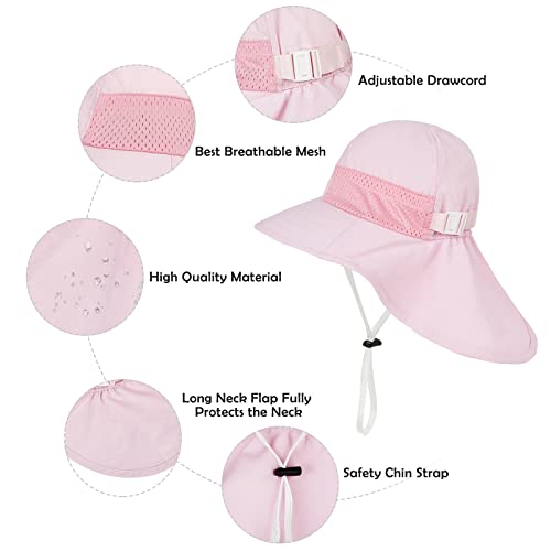 Baby Sun Hat Infant Toddler Kids Summer UPF 50+ Protection Caps for Girls Boys Wide Brim Baby Beach Hats with Neck Flap2