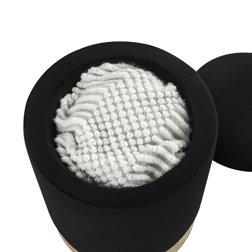 Image of Joveco Round Storage Ottoman Footrest Stool Velvet Upholstered Footstool with Gold Plating Base (Black)