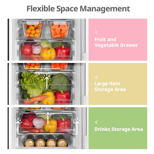 COMFEE' RCB169BL2UK(E) 174 Litre Freestanding Fridge Freezer, Low Frost, Adjustable thermostat, Energy Saving LED lights, Reversible Door Hinge, Low Noise- Black - Image 3