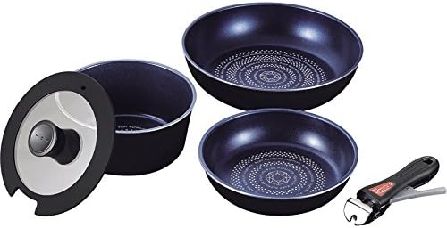Amazon Co Jp ルクスパンブルーダイヤモンドコート Ih対応クックウェア5点セット 料理 調理器具 Ih対応 あいえいち 片手 道具 フライパンセット お手入れ簡単 お洒落 おしゃれ 柄がとれる 着脱式 蓋付き 8000 ホーム キッチン