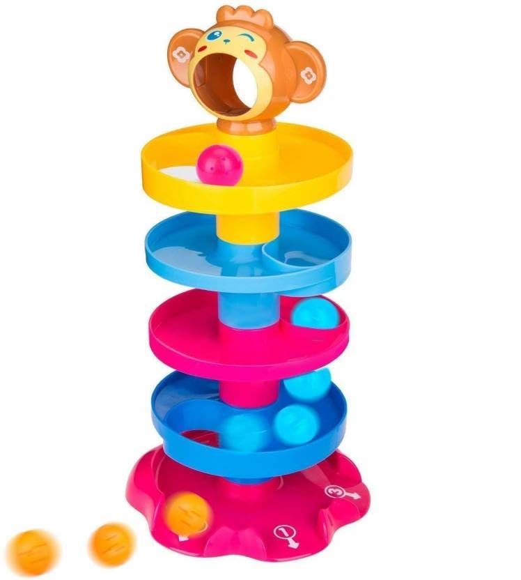 Banke Ji Kids Ramp Roll, Ball Drop and Roll Swirling Tower for Toddler |3 Acrylics Plastic Balls Non Toxic Material | Stack Toy for Kids Ages 3+-image-20