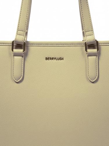 Image of Berrylush Women Solid Tote Bag | PU Synthetic Leather Two Handle Handbag | Spacious Zip Closure Shoulder Bag with Inner Pockets | Stylish Everyday & Office Use Bag