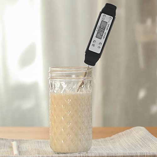 Food Thermometer Kitchen Meat Probe, Rust Resistant Stainless Steel ABS Thermometer, Fast Measuring High Accuracy for Kitchen Cooking Cold Drink Measuring Milk Water Temperature (Black)