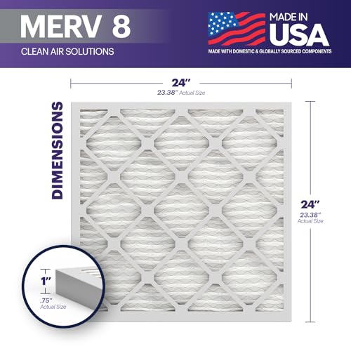 Image of BNX TruFilter 24x24x1 Air Filter MERV 8 (4-Pack) - MADE IN USA - Air Conditioner HVAC AC Furnace Filters for Dust, Pet, Mold, Pollen MPR 600 - 700 & FPR 5 (Actual Size: 23.38 x 23.38 x 0.75 Inches)