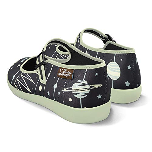 Image of Hot Chocolate Design Chocolaticas Funky Canvas Women's Mary Jane Flat Shoes, Libra, 4 UK