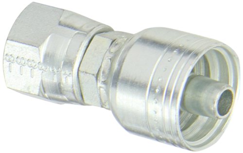 Image of Aeroquip 1AA8FJ6 Carbon Steel Global TTC (Thru the Cover) Crimp Hose Fitting Female JIC Swivel, Straight, 3 /8 inch Hose ID, 3 /4 inch - 16 Thread