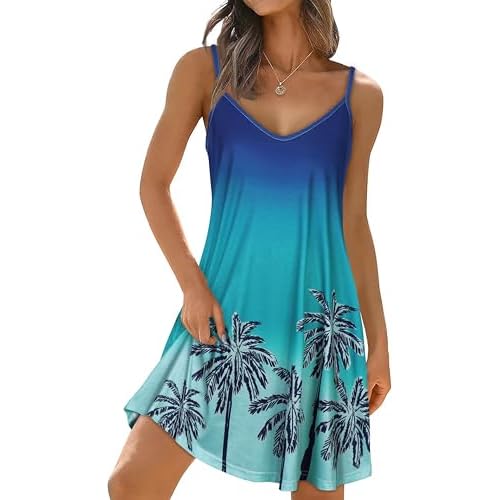 elescat Womens Summer Dresses Spaghetti Strap V Neck Casual Sleeveless Sundress Beach Cover Ups with Pockets 2026