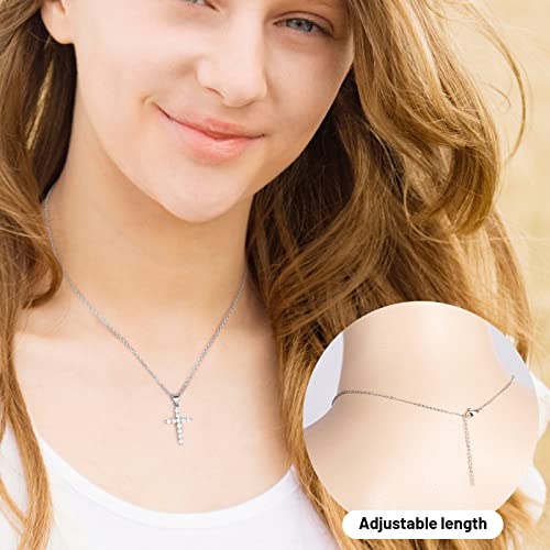 Nljihkure Tiny Cross Necklace For Women -14K Gold Plated Personalized Cross Choker Necklace Gift For Kids Girls Necklace Jewelry (Silver Plated) #TOP1