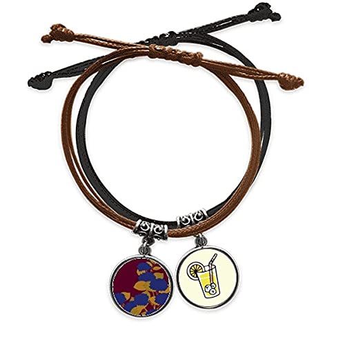 Bracelet corde et cuir bleu avec fleur dorée style culture japonaise
