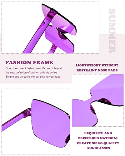 Chumia 51 Pack Fun Sunglasses Bulk Adult Party Favors Glasses Colorful Plastic Square Rimless Retro Sunglasses for Women Men Neon Party Candy Color Glasses3