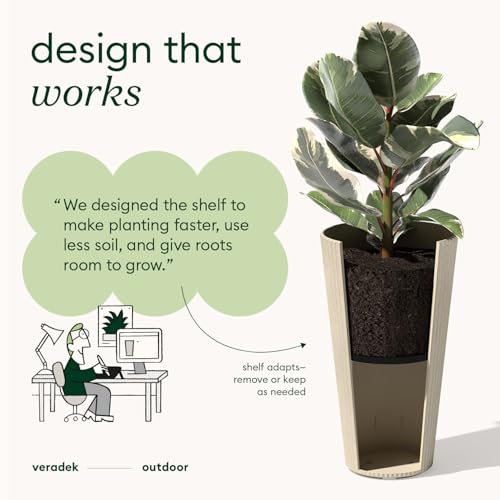 Image of Veradek Demi Series Tall Planter - Tall Tapered Outdoor Planter with Shelf