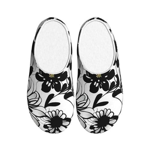 Pantoufles d'intérieur EdWal peluche imprimé fleurs chaudes et antidérapantes pour homme et femme