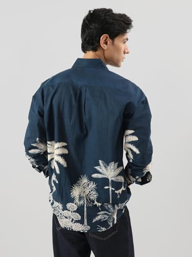 Image of Pinkmint Men Printed Cambric Cotton Shirt |Stylish Designer| Lightweight Summer Wear| Regular Fit Shirt for Men (Available in Plus Size)